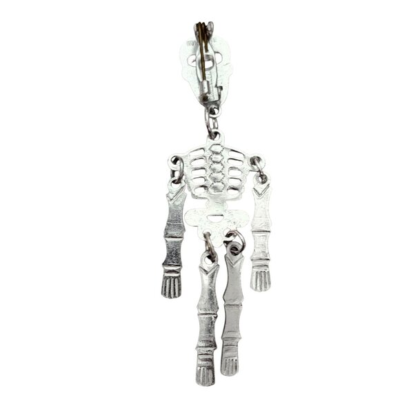 Silver Tone Articulated Vintage Aluminum Skeleton Pin - Picture 3 of 5